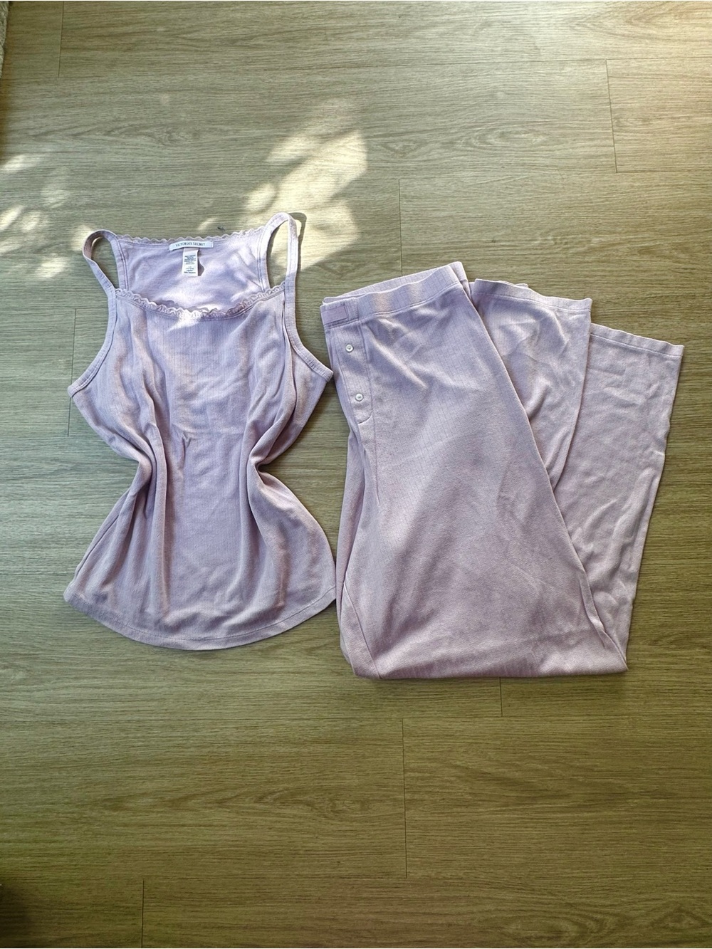Victoria's Secret Lavender Ribbed Sleep Tank & Pajama Pants Set